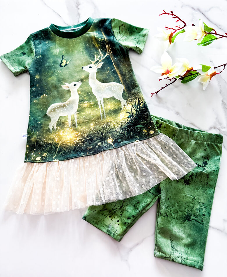 T-krekls/tunika "Pasaka mežā - Briedītis ar stirnu"