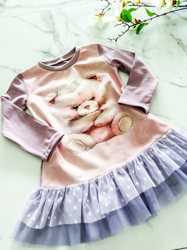 Garroku krekliņš/tunika ar volānu "Lācis ar raksturu"