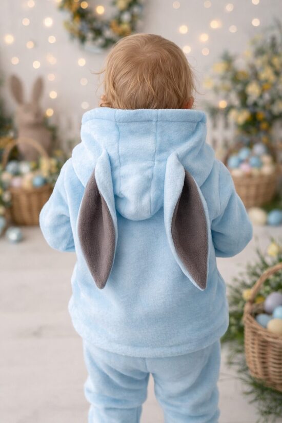 Polar flīss zaķa hūdijs "Baby blue"