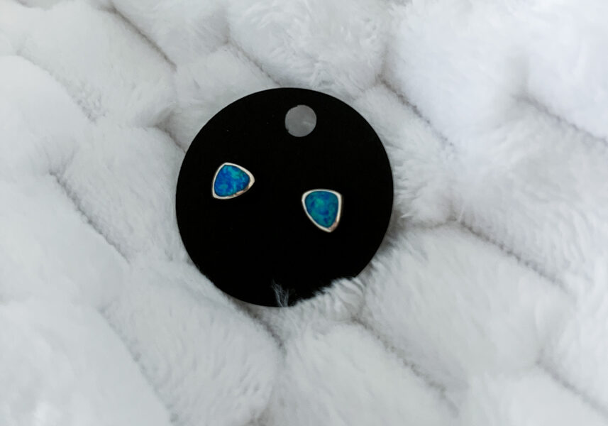 Nagliņu sudraba auskari "Zili ar spīdumiņu"