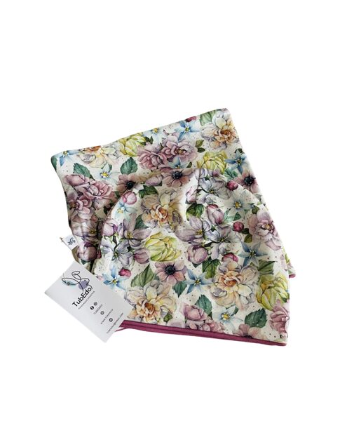 Pavasara/rudens cepure ar tuneļšalli "Pavasara ziedi" 52 izm.,