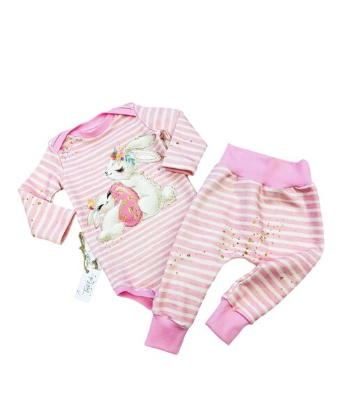 Bodijkomplekts "Zaķi ar rozā olu" 62 izm.